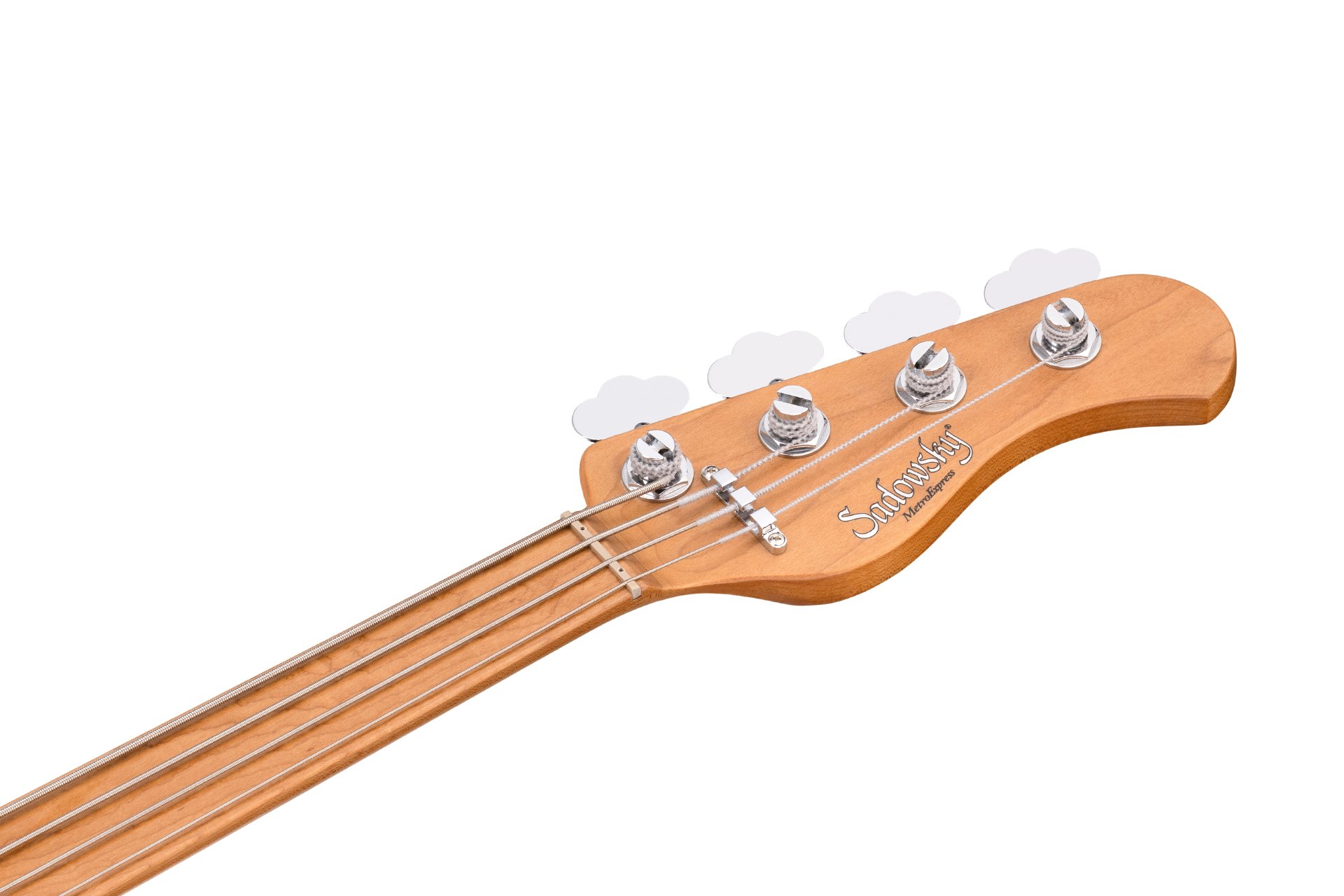 MetroExpress 24-Fret Modern Bass, 4 Fretless - Tobacco Sunburst Transparent High Polish